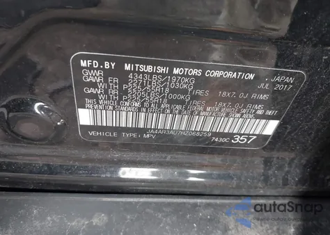 2017 Mitsubishi Outlander Sport 2.0 Le from USA, damaged, VIN JA4AR3AU7HZ068259